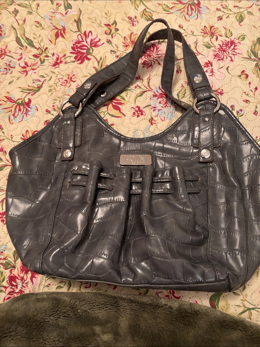 Relic Gray Croc-Embossed Tote Handbag